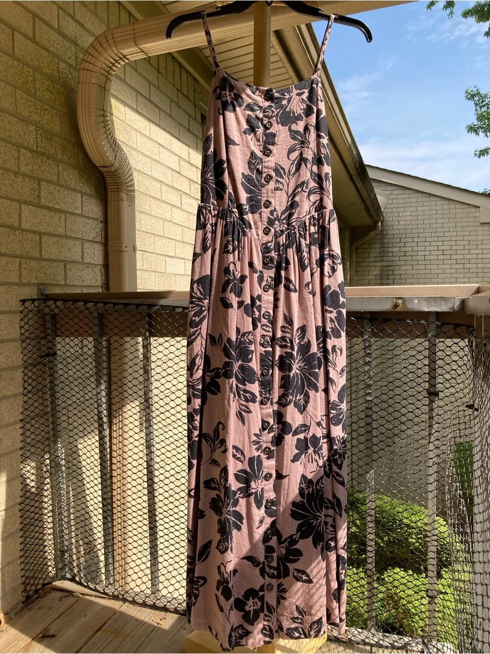 Free People The Perfect Sundress Linen Blend Tropical Floral Button Front Dress